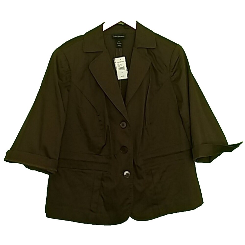 Women's Lane Bryant Brown Suit Jacket 3/4 Sleeve Size 20 Big Button NEW
